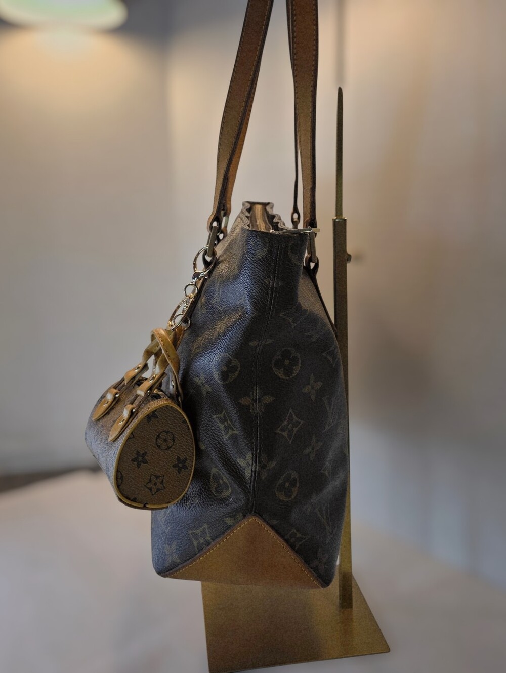 Louis Vuitton Vintage Canvas Cabas Piano Bag with Mini Boston Bag Charm & Chain - Picture 7 of 15